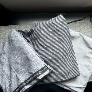 Lot of lululemon accessories - 3 scarf/wraps, 1 wool sock, 1 travel case